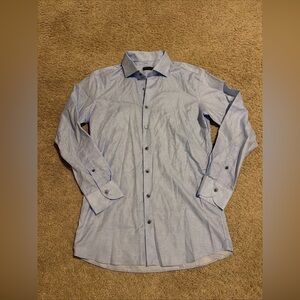 Proper Cloth Thomas Mason Cotton Linen Blue Button Down Shirt Size 17/34